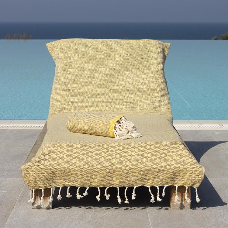 Beach Bed Cover "double Diamond" Size M Gray - Yellow, Beach Bed Cover