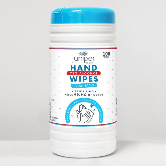Juniper Clean Hand Sanitizing Wet Wipes with 72% Alcohol